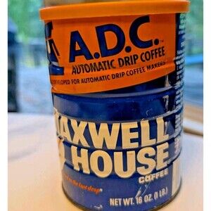 1970s Vintage Maxwell House Coffee Tin Can 1 LB Retro Hollywood Prop Collectible